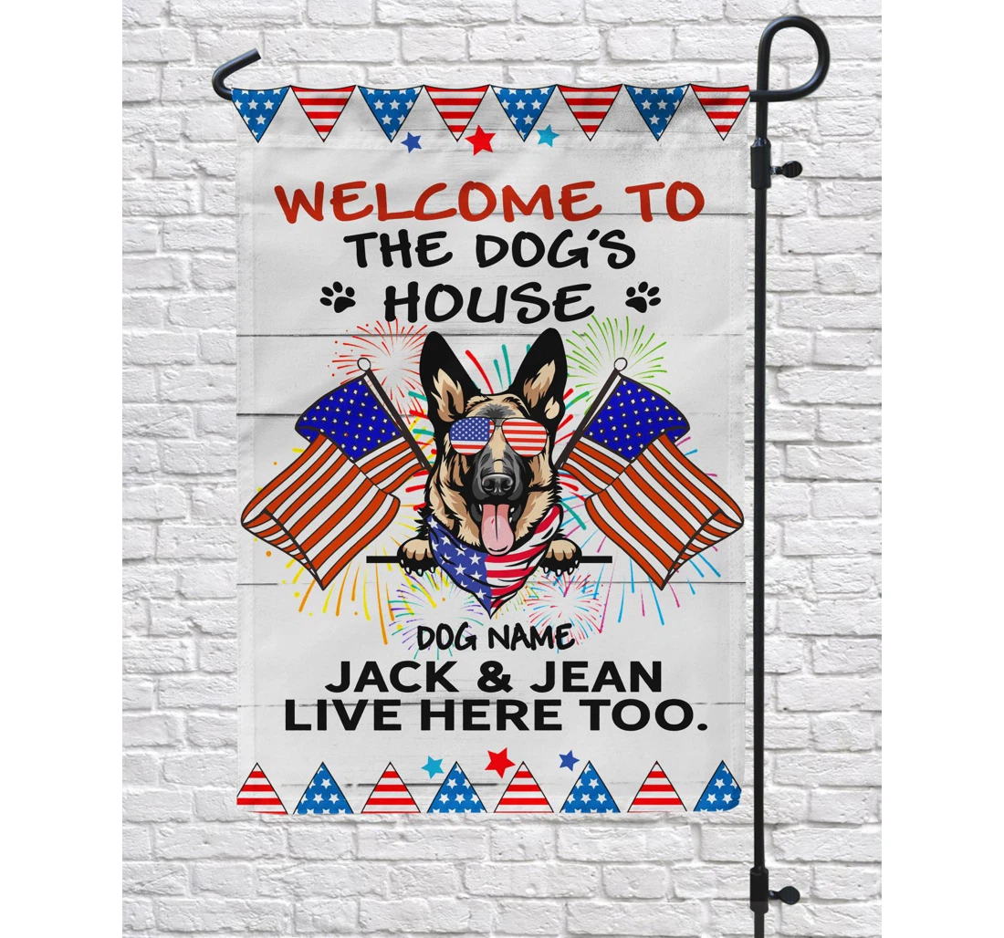 Dog 4th Of July Dog Breeds Choose Dog And Personalized Your Name Double-Sided, UV And Fade - Resistant Flag