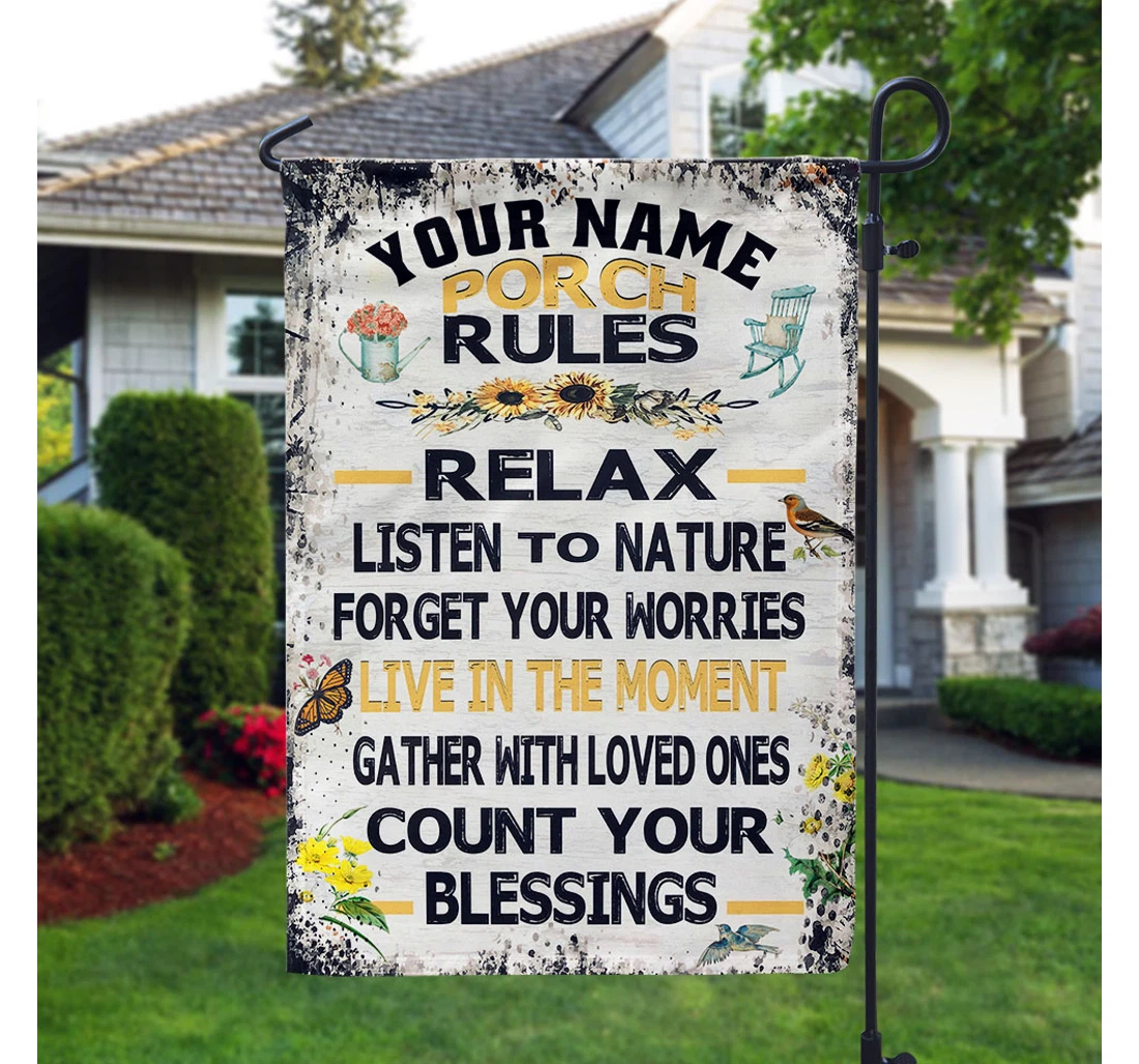 Rules Relax Listen To Nature Custom Your Name Double-Sided, UV And Fade - Resistant Flag