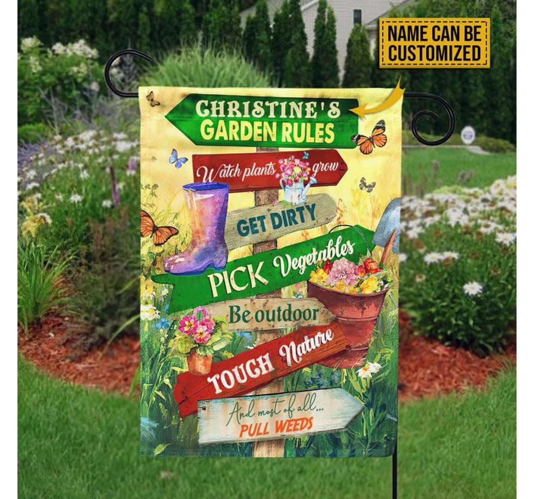 Family Name Rules Watch Plants Grow Customized Personalized Gardening Pool Sides Double-Sided, UV And Fade - Resistant Flag