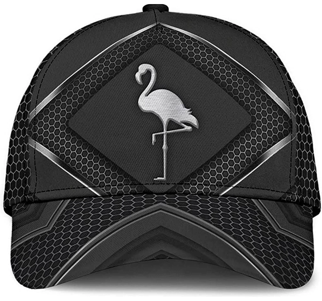Personalized Flamingo Grid Pattern Black Unisex Snapback, Classic Baseball Cap