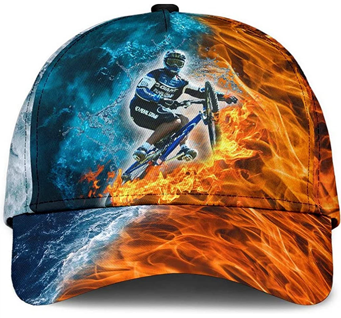 Personalized Cycling Fire And Water Pattern Unisex Snapback, Classic Baseball Cap