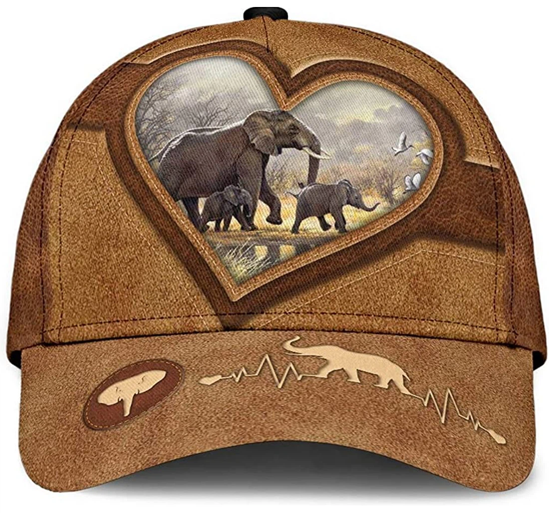 Personalized Elephant Family Elephant Heart Beat Unisex Snapback, Classic Baseball Cap