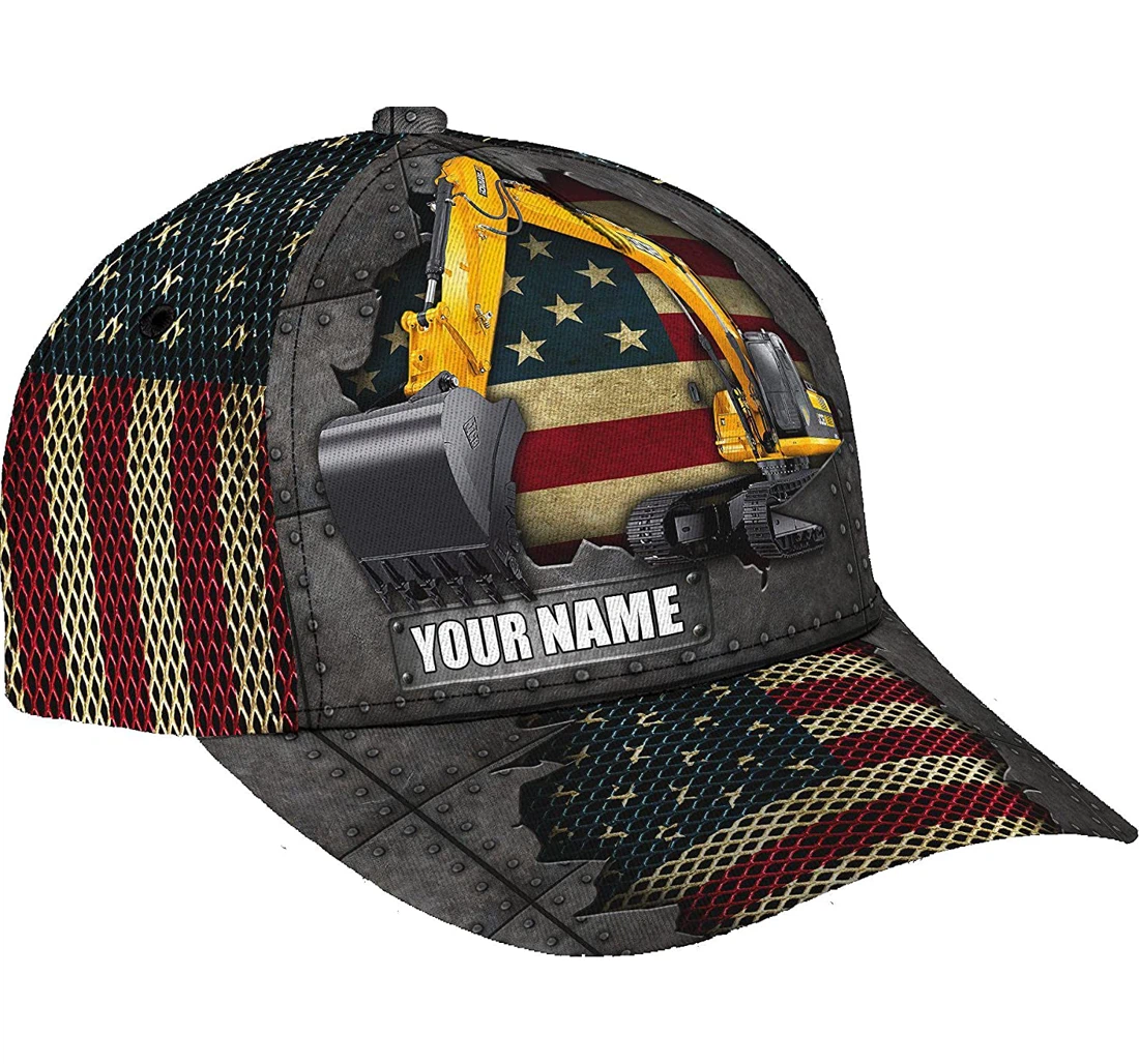 Personalized Name Excavator Custom Name Text Name Unisex Snapback, Classic Baseball Cap