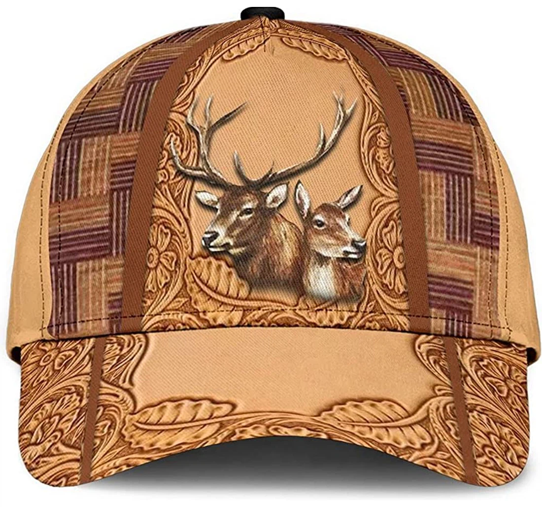 Personalized Deer Floral Motifs Unisex Snapback, Classic Baseball Cap, Hat