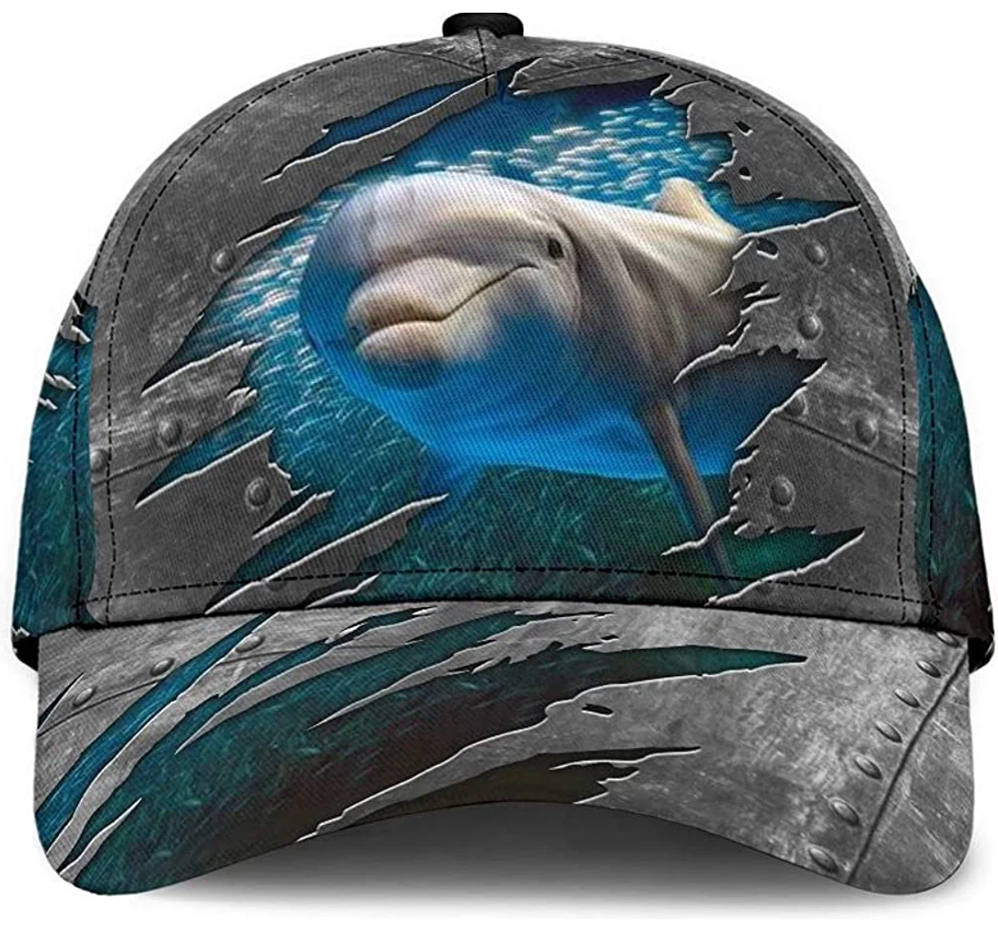 Personalized Dolphin Ocean Pattern Unisex Snapback, Classic Baseball Cap, Hat