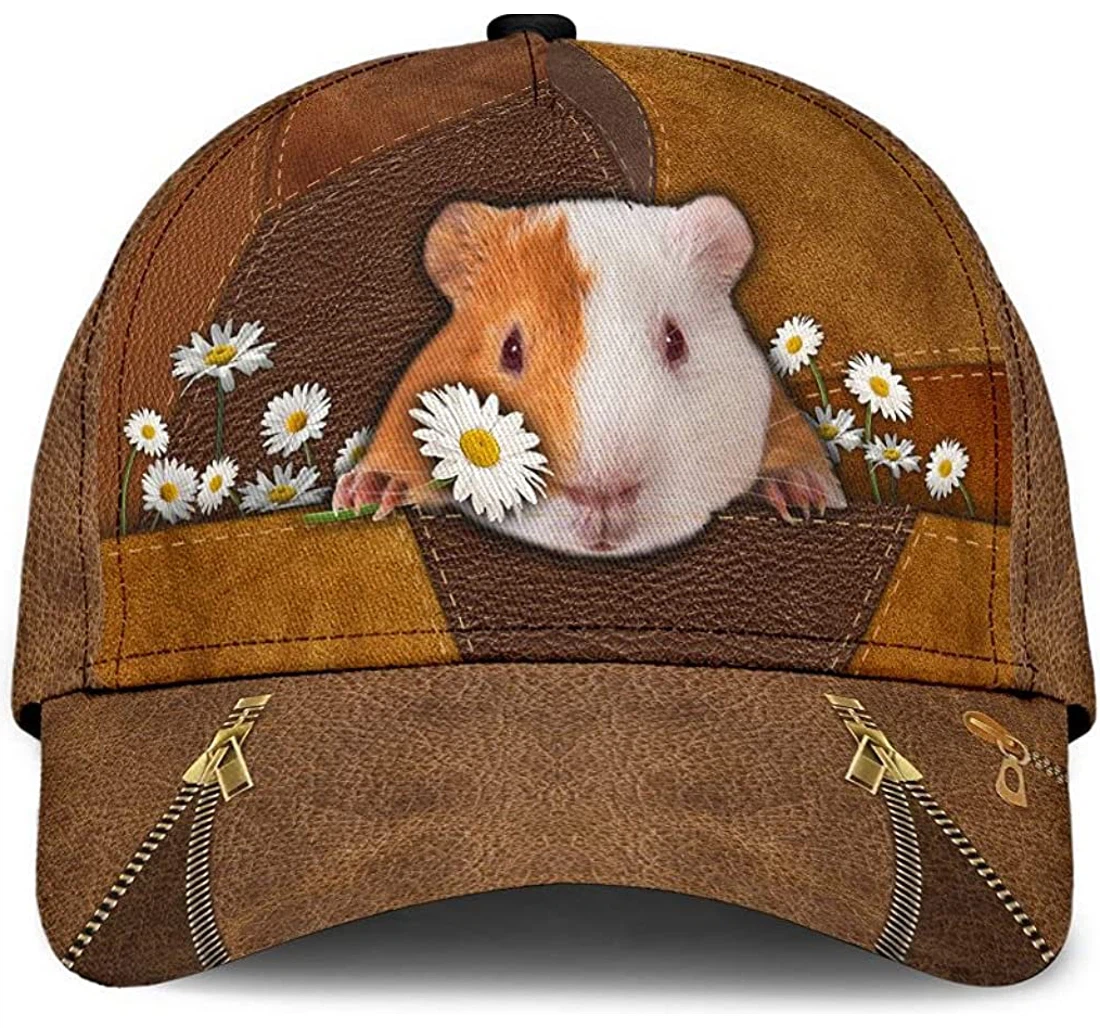 Personalized Guineapig Zipper Flower Pattern Bright Brown Unisex Snapback, Classic Baseball Cap, Hat