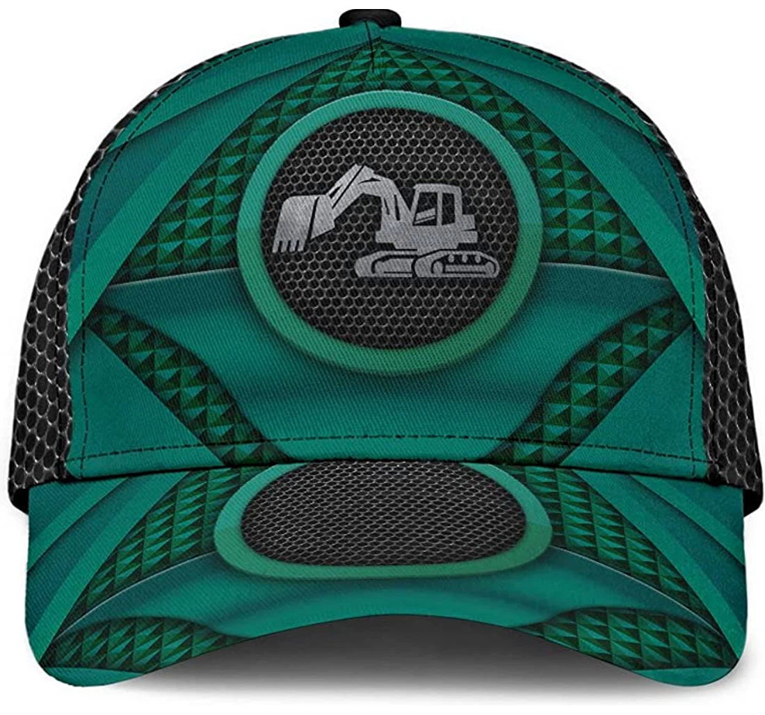 Personalized Excavator Circle Green Unisex Snapback, Classic Baseball Cap, Hat