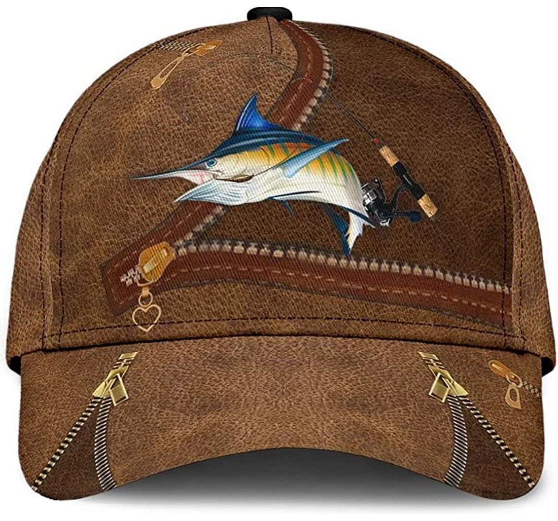 Personalized Fishing Zipper Pattern Brown 21 Unisex Snapback, Classic Baseball Cap, Hat