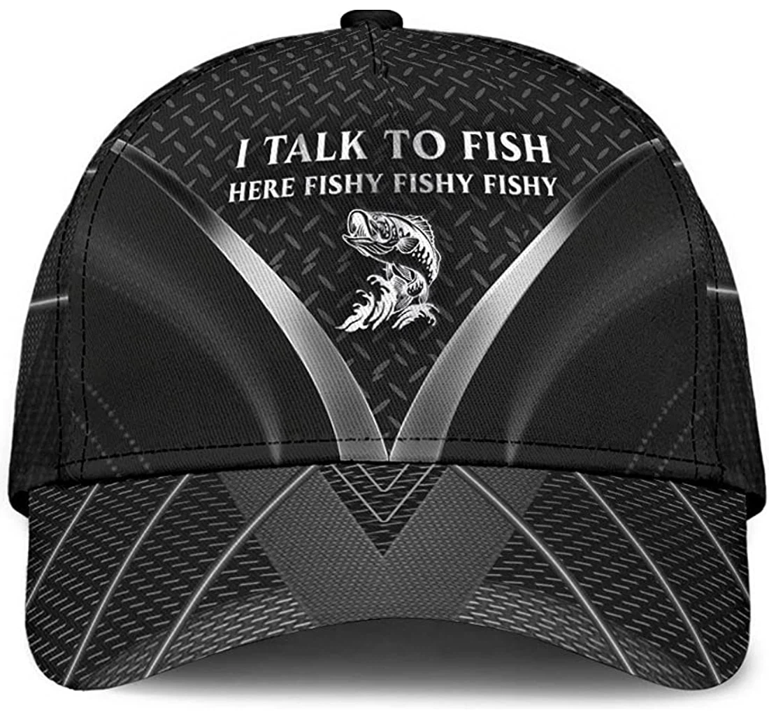 Personalized Fishing I Talk To Fish Here Fishy Black Unisex Snapback, Classic Baseball Cap, Hat