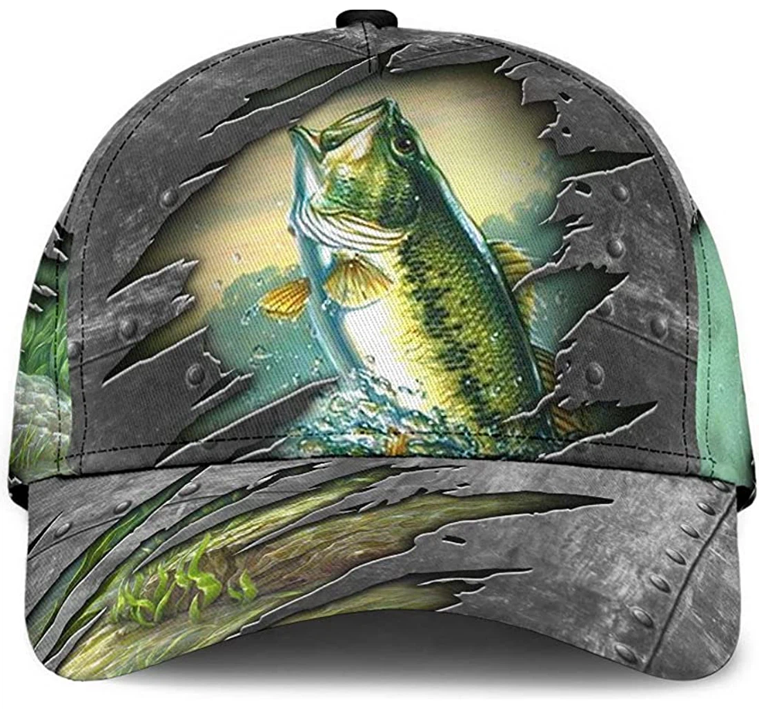Personalized Fishing Metal Pattern Print Fish Unisex Snapback, Classic Baseball Cap, Hat