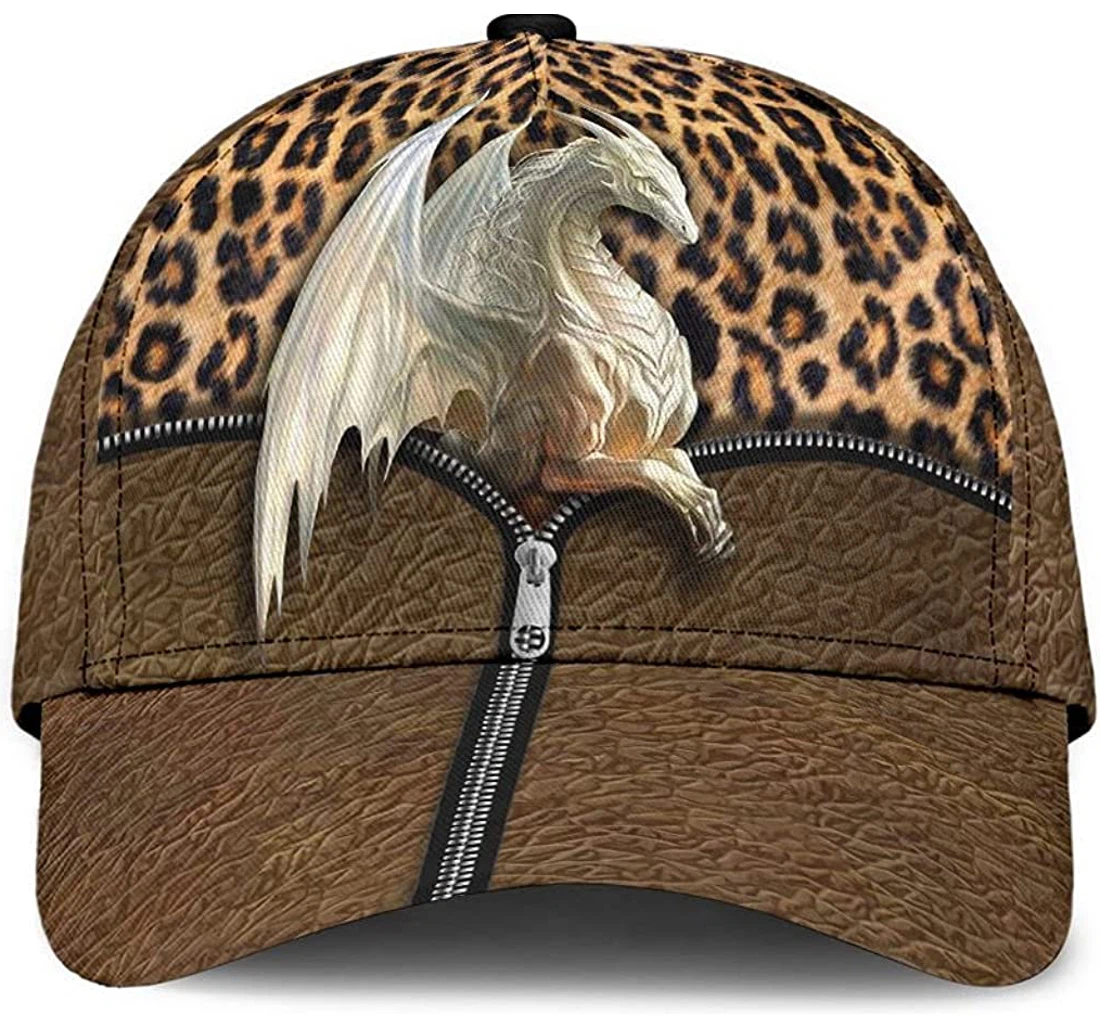 Personalized Dragon Zipper Leopard Skin Pattern Brown Unisex Snapback, Classic Baseball Cap, Hat
