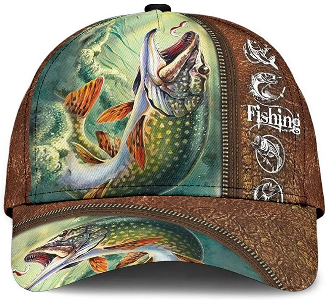 Personalized Fishing Print Fish Pattern Unisex Snapback, Classic Baseball Cap, Hat