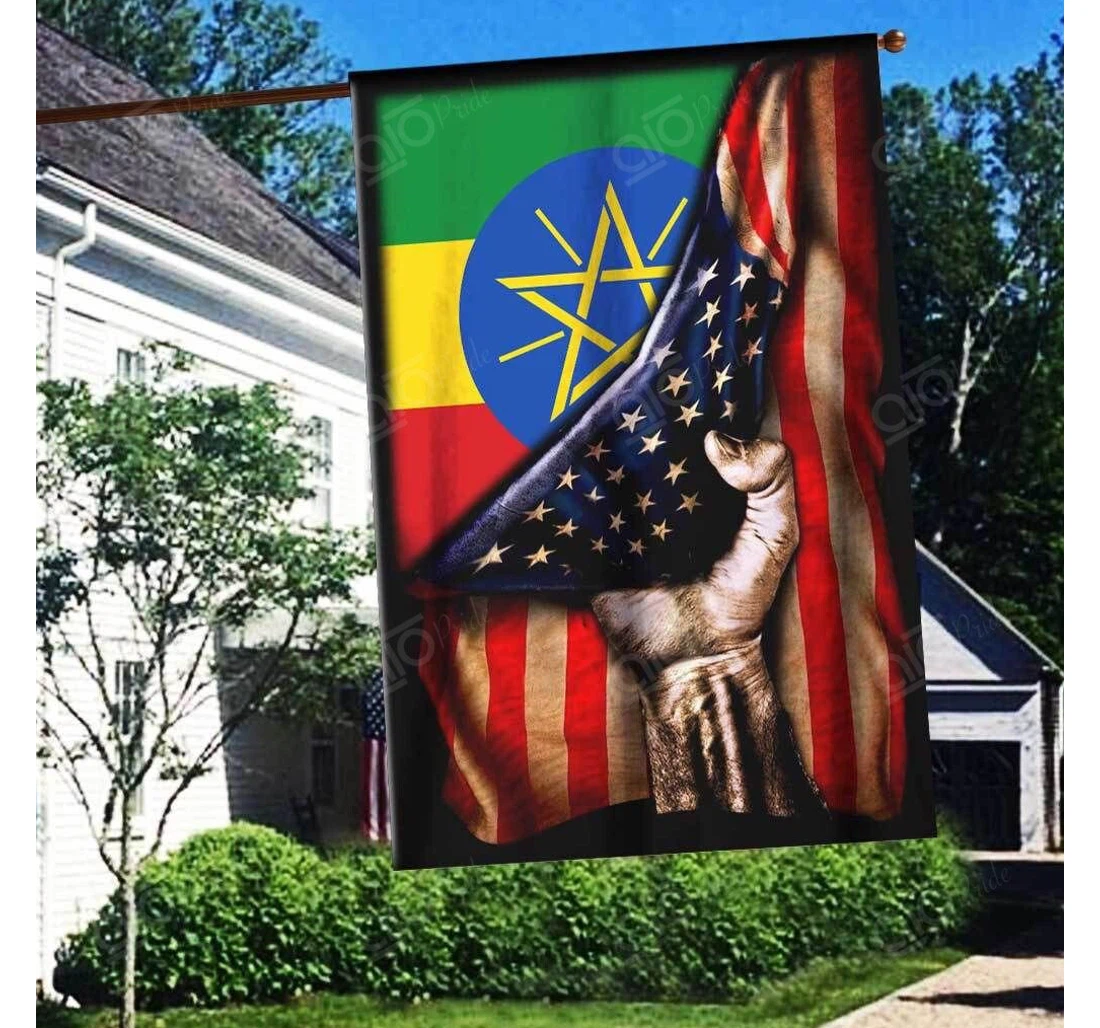 Ethiopia And American Double-Sided, UV And Fade - Resistant Flag