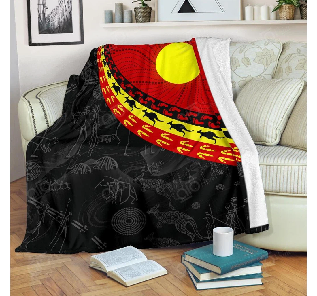 Aboriginal Premium Blanket, Indigenous Circle Dot Painting Double-Sided, UV And Fade - Resistant Flag