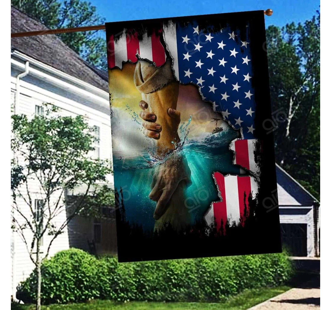 Independence Day United States Jesus Saves Double-Sided, UV And Fade - Resistant Flag