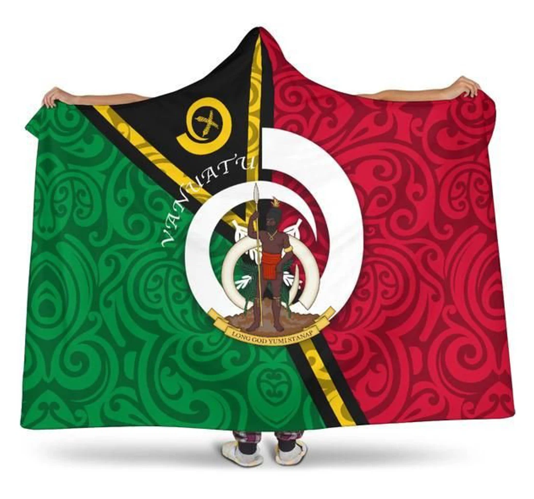 Vanuatu Design Hooded Blanket Double-Sided, UV And Fade - Resistant Flag