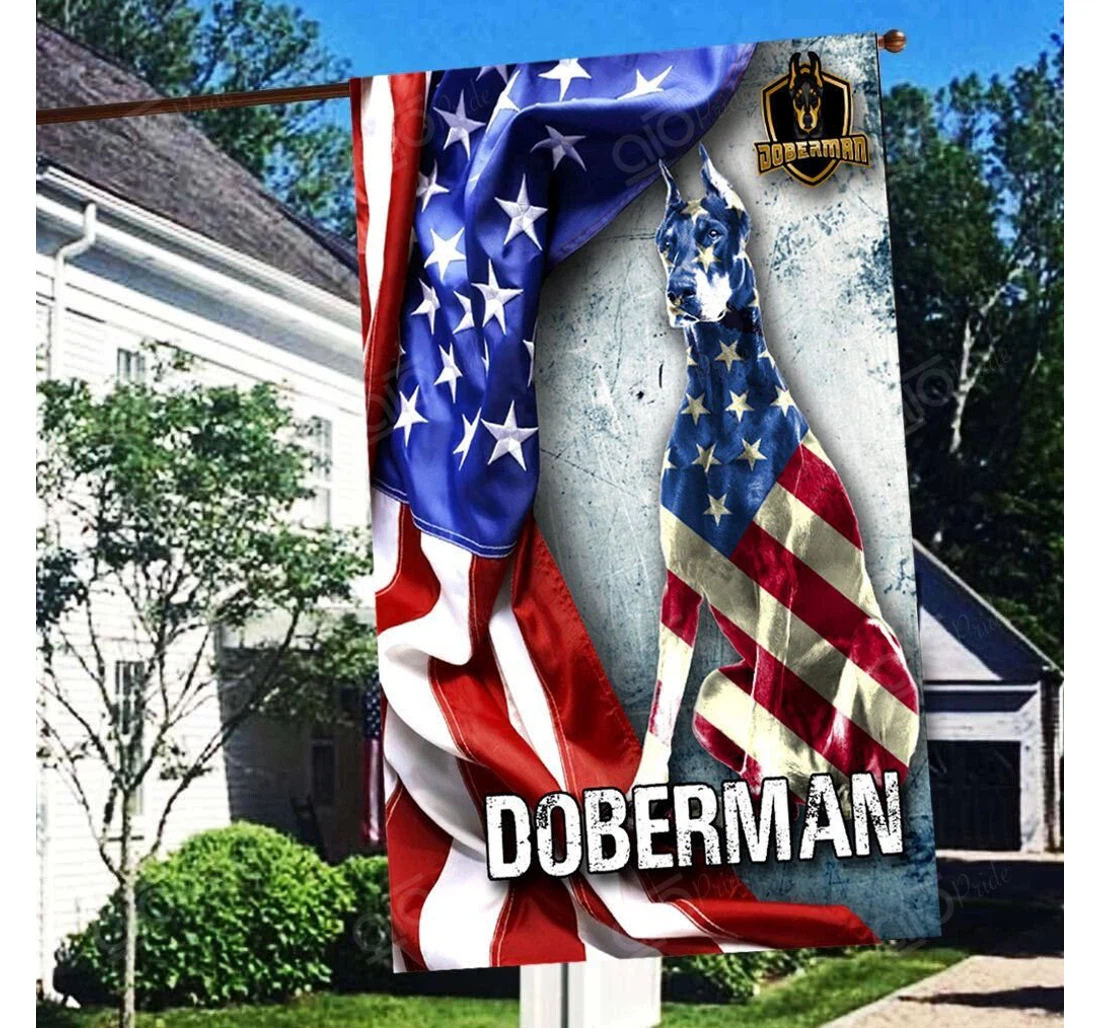 America Doberman Double-Sided, UV And Fade - Resistant Flag