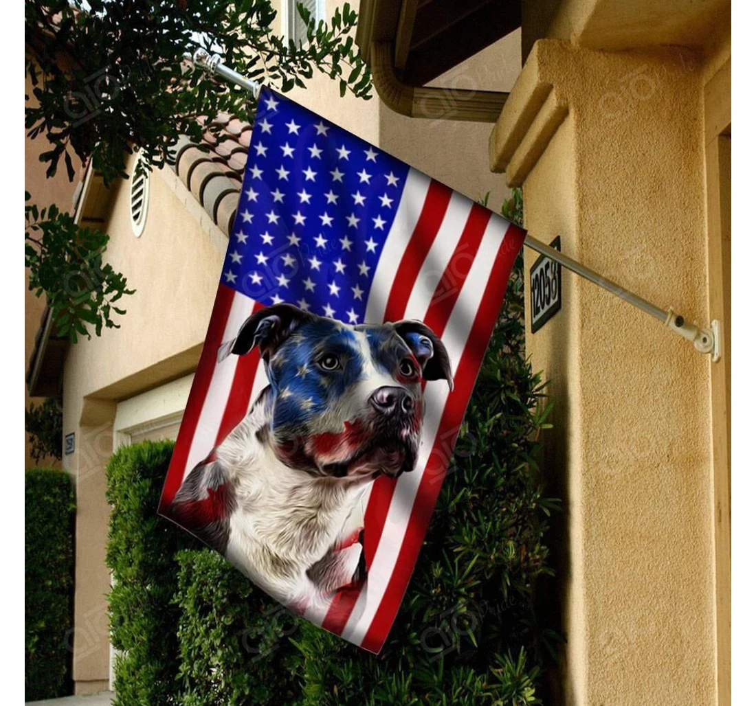 American With Pitbull Double-Sided, UV And Fade - Resistant Flag