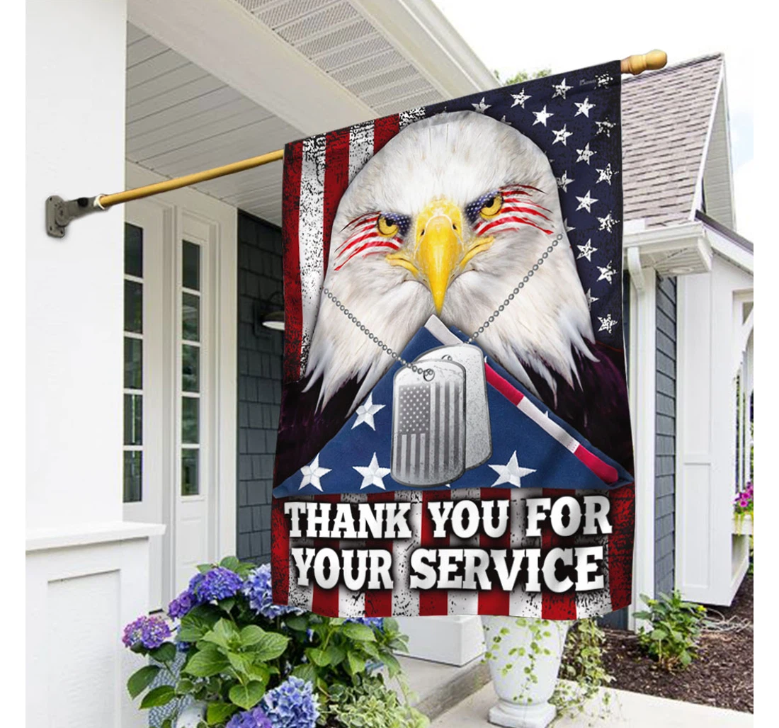 Veteran Thank You Your Service American Eagle Qtr11f Happy Independence Day 4th Of July America Outdoor, Patriotic Printed Both-Sides, UV And Fade - Resistant Flag