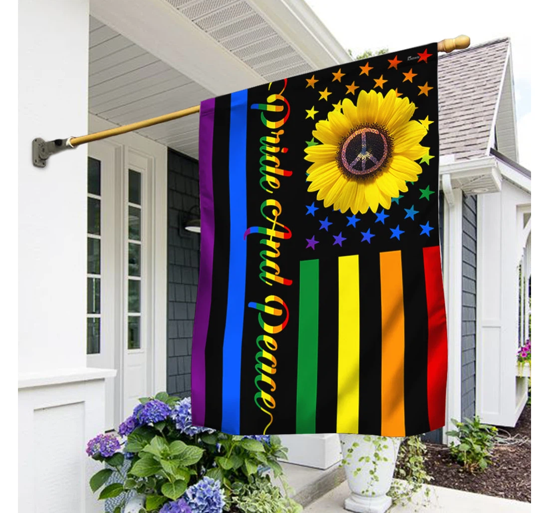 Lgbt Sunflower Pride And Peace Bnn209f Happy Independence Day 4th Of July America Outdoor, Patriotic Printed Both-Sides, UV And Fade - Resistant Flag