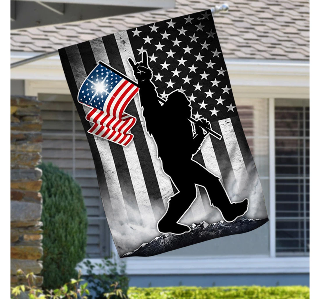 Happy July 4th Day Bigfoot Independence Day Yeti Bravo Lnt170f Happy Independence Day 4th Of July America Outdoor, Patriotic Printed Both-Sides, UV And Fade - Resistant Flag