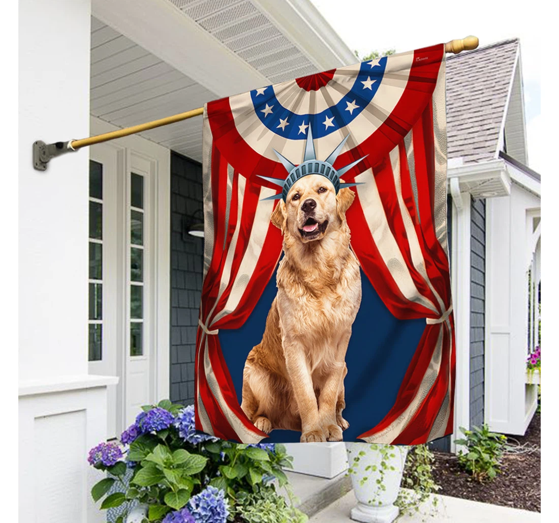 Golden Retriever Happy Independence Day 4th Of July Bnn118fv3 Happy Independence Day 4th Of July America Outdoor, Patriotic Printed Both-Sides, UV And Fade - Resistant Flag