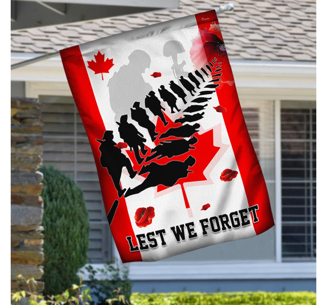 Canadian Veteran Lest We Forget Mlh2211f Happy Independence Day 4th Of July America Outdoor, Patriotic Printed Both-Sides, UV And Fade - Resistant Flag