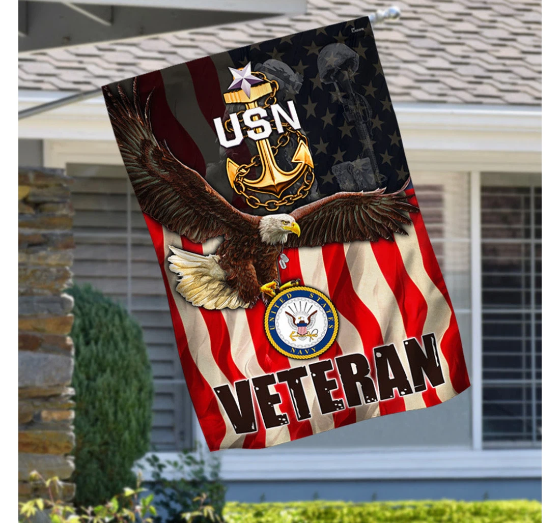 Navy Veteran Eagle Mlh2107f Happy Independence Day 4th Of July America Outdoor, Patriotic Printed Both-Sides, UV And Fade - Resistant Flag