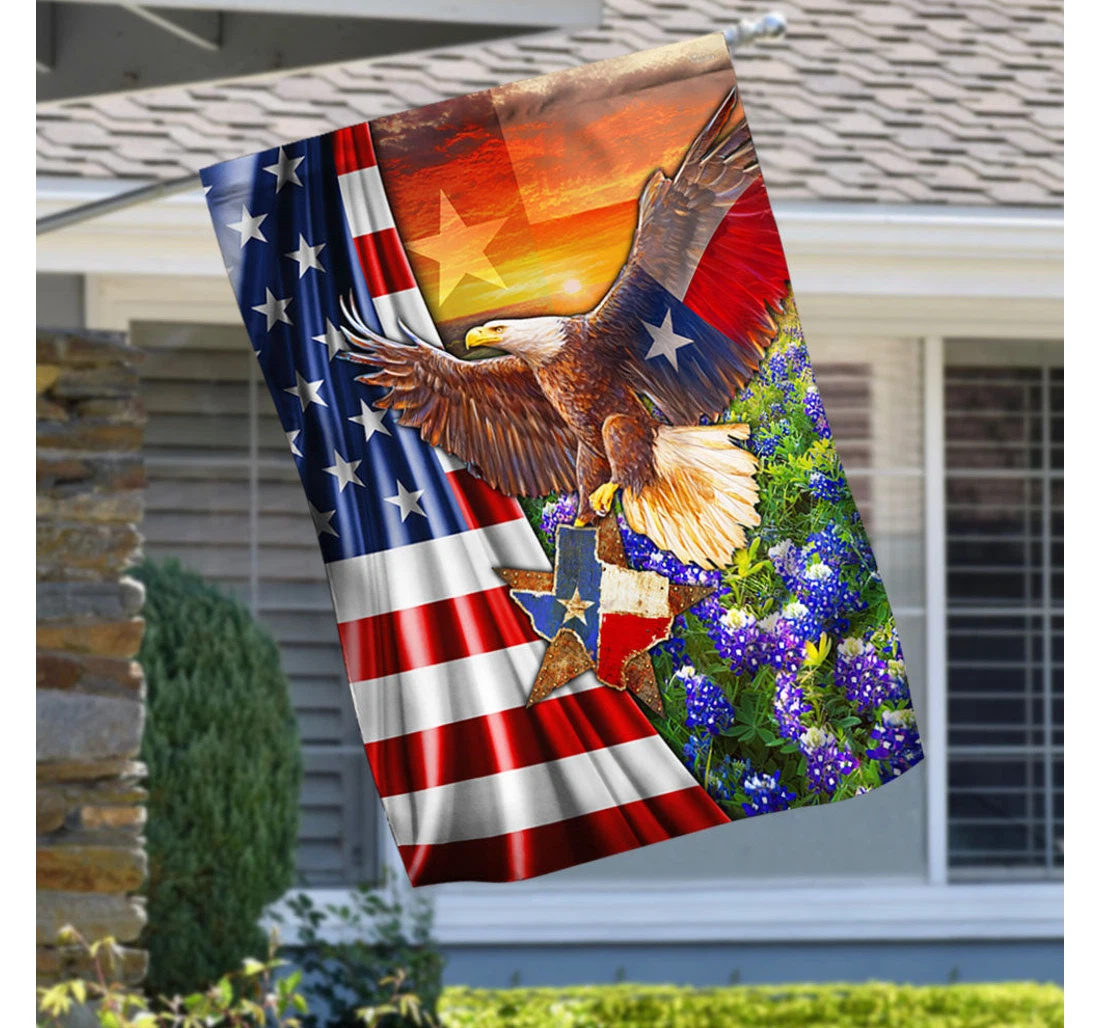 America Eagle Texas Mlh2316f Happy Independence Day 4th Of July America Outdoor, Patriotic Printed Both-Sides, UV And Fade - Resistant Flag