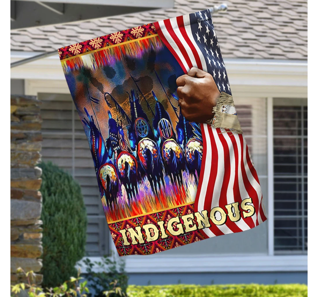 Native American Indigenous Lnh020f Happy Independence Day 4th Of July America Outdoor, Patriotic Printed Both-Sides, UV And Fade - Resistant Flag