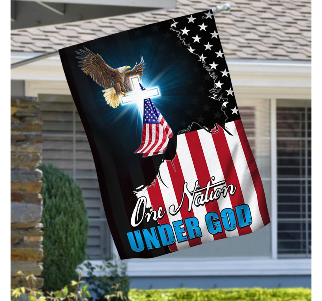 Jesus American One Nation Under God Bnn606f Happy Independence Day 4th Of July America Outdoor, Patriotic Printed Both-Sides, UV And Fade - Resistant Flag