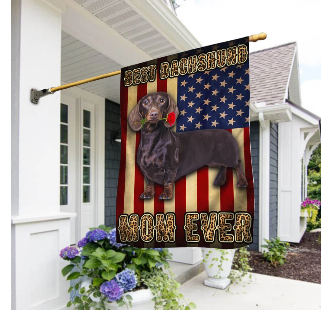 Dog Mom Best Dachshund Mom Ever Mothers Day Bnn14f Happy Independence Day 4th Of July America Outdoor, Patriotic Printed Both-Sides, UV And Fade - Resistant Flag