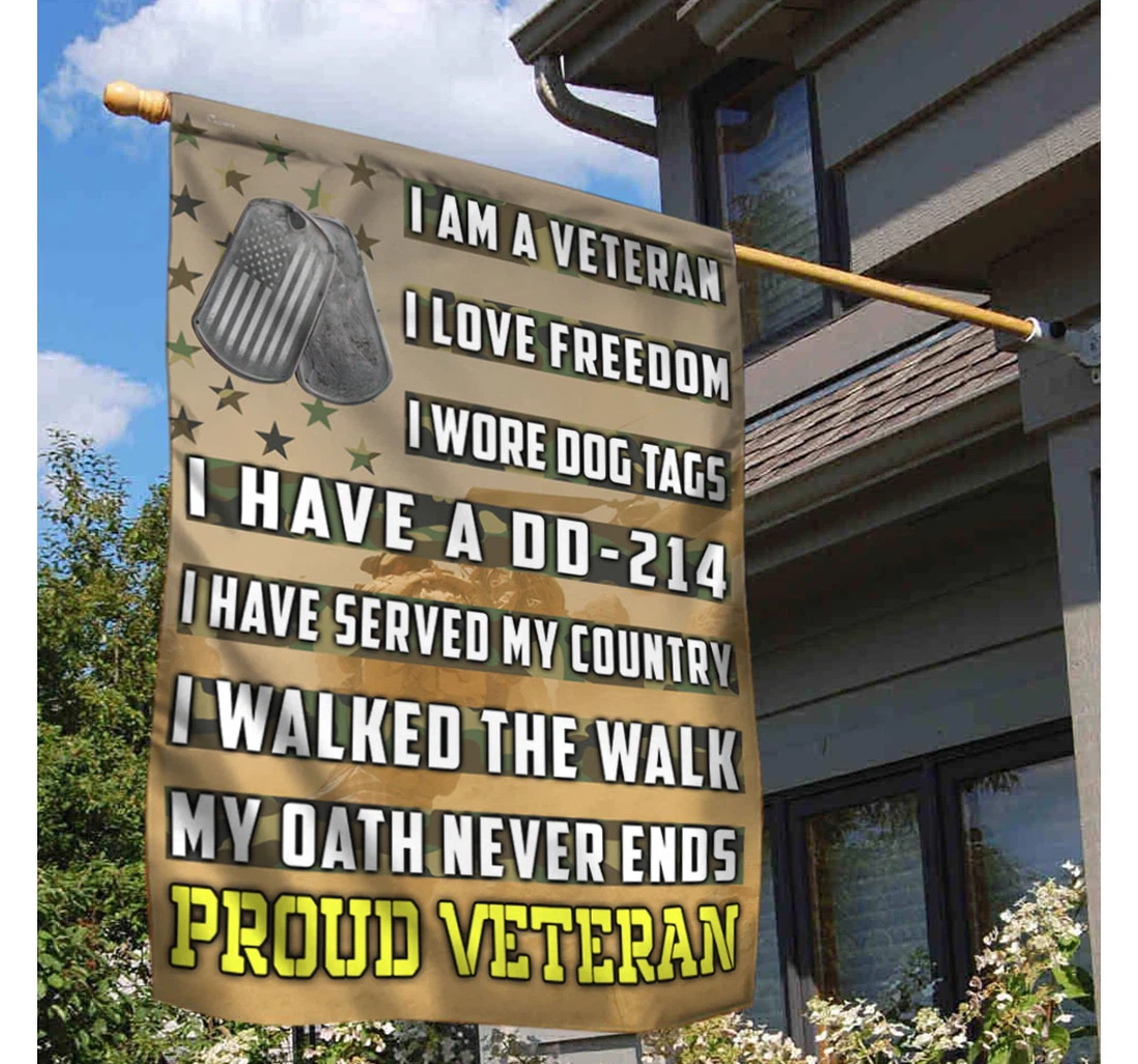 Us Veteran Proud Veteran I Walked The Walk My Oath Never Ends Ddh2991f Happy Independence Day 4th Of July America Outdoor, Patriotic Printed Both-Sides, UV And Fade - Resistant Flag