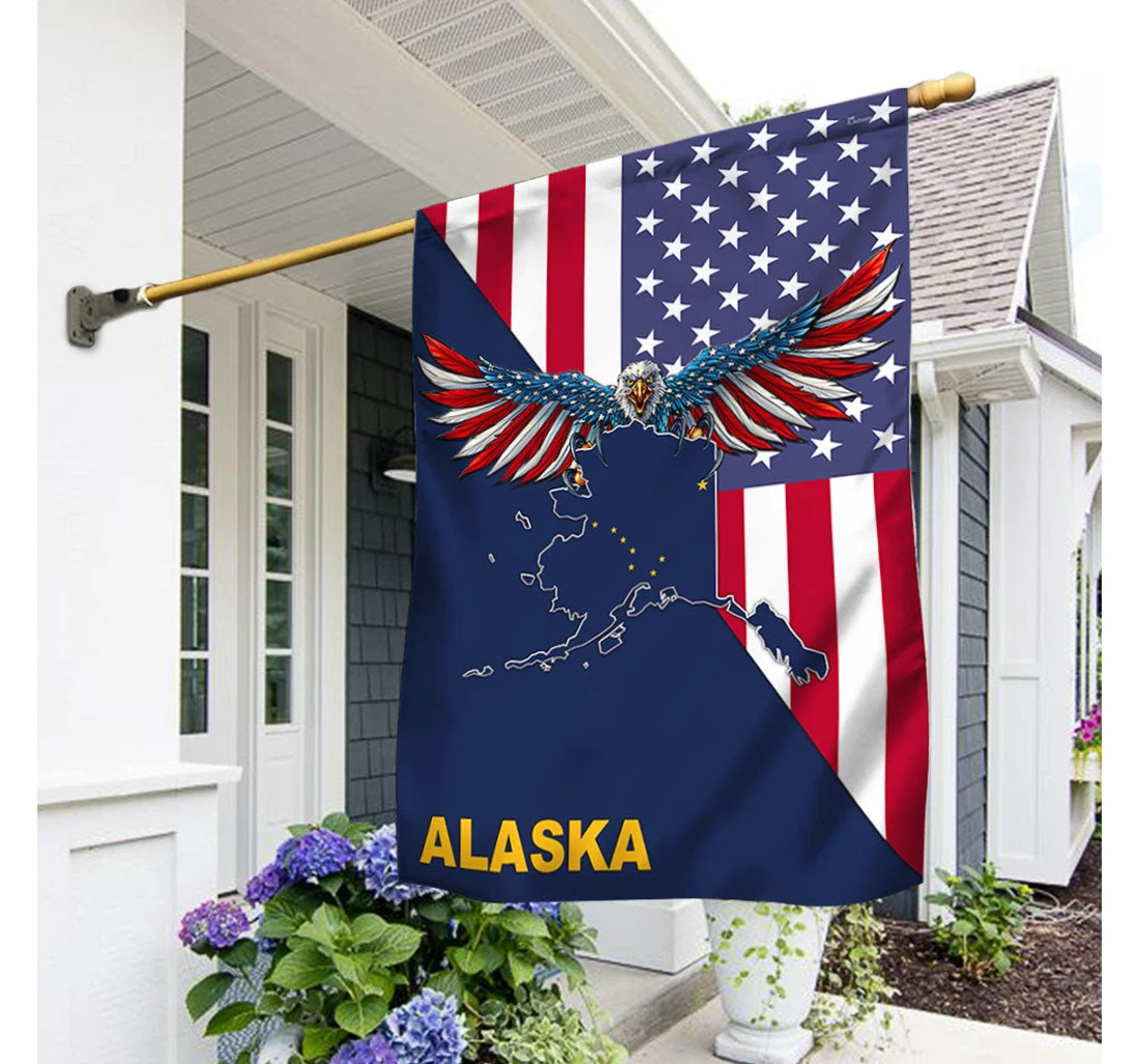 Alaska American Eagle Alaska Trl1430fv32 Happy Independence Day 4th Of July America Outdoor, Patriotic Printed Both-Sides, UV And Fade - Resistant Flag