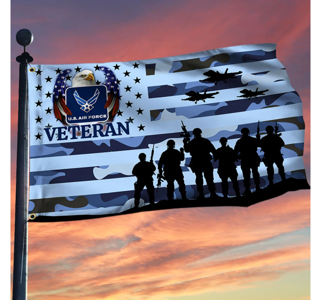 Usaf Veteran Grommet Us Air Force Veteran American Eagle Dbd3255gf Happy Independence Day 4th Of July America Outdoor, Patriotic Printed Both-Sides, UV And Fade - Resistant Flag