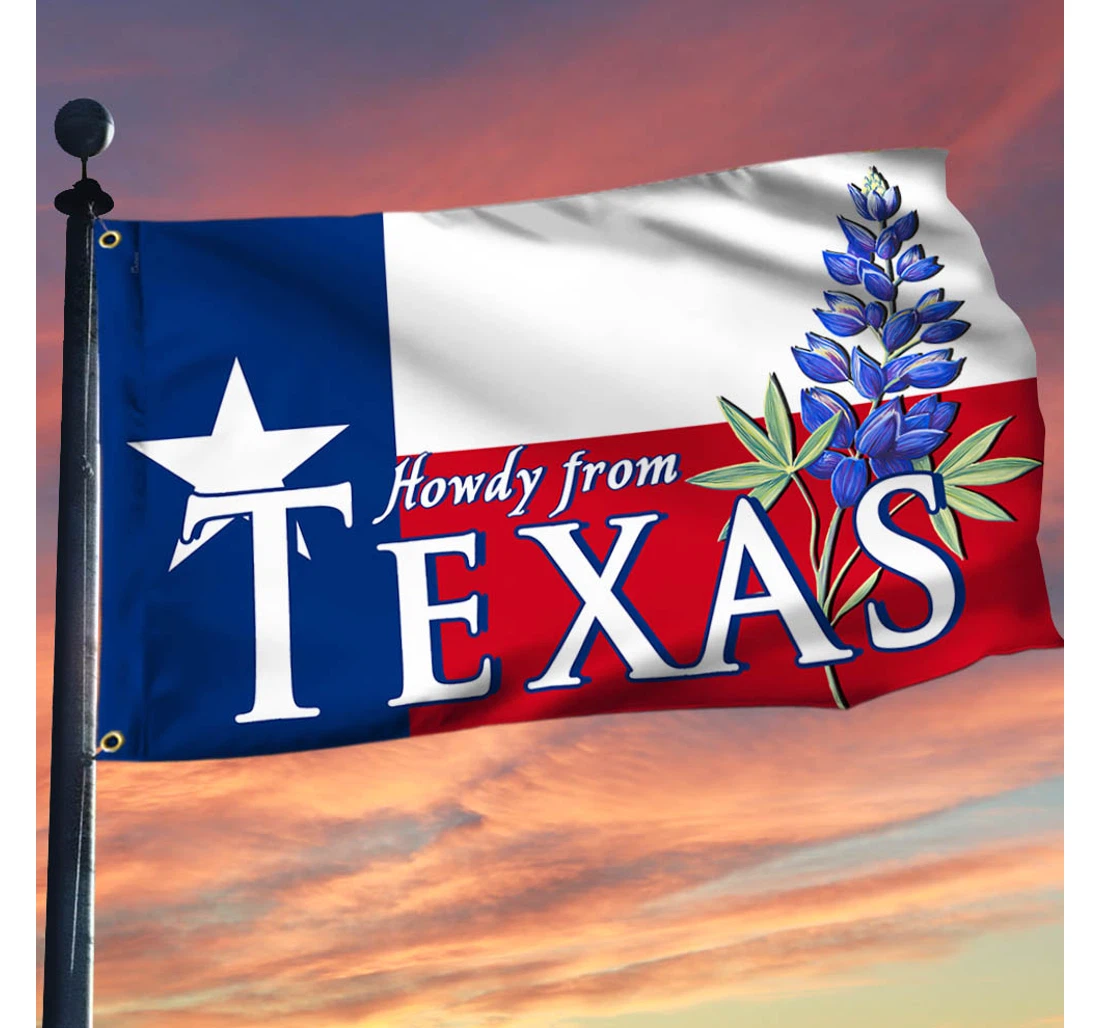 Texas Grommet Howdy From Texas Lnt272gf Happy Independence Day 4th Of July America Outdoor, Patriotic Printed Both-Sides, UV And Fade - Resistant Flag
