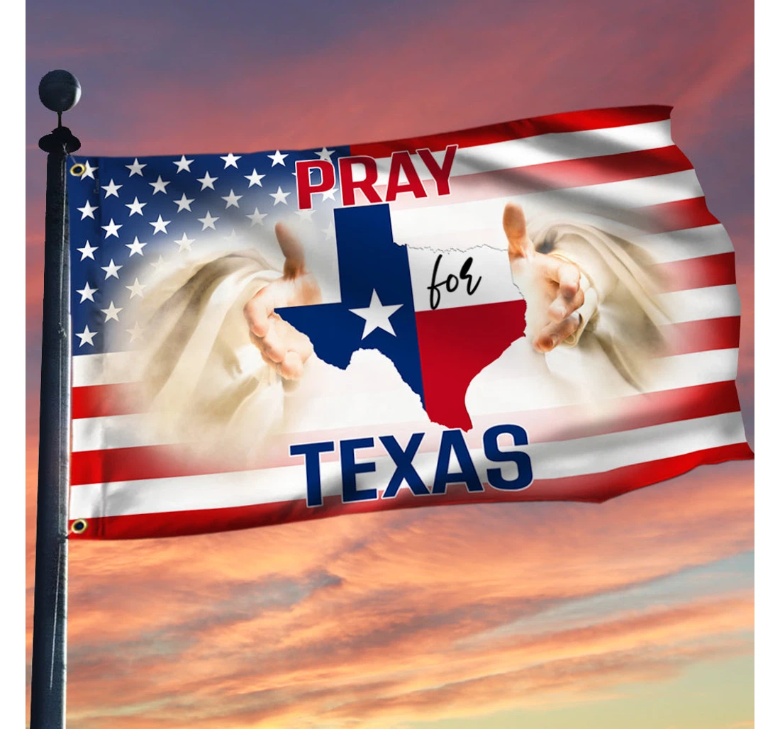 Texas Grommet Pray Texas Bnn173gf Happy Independence Day 4th Of July America Outdoor, Patriotic Printed Both-Sides, UV And Fade - Resistant Flag