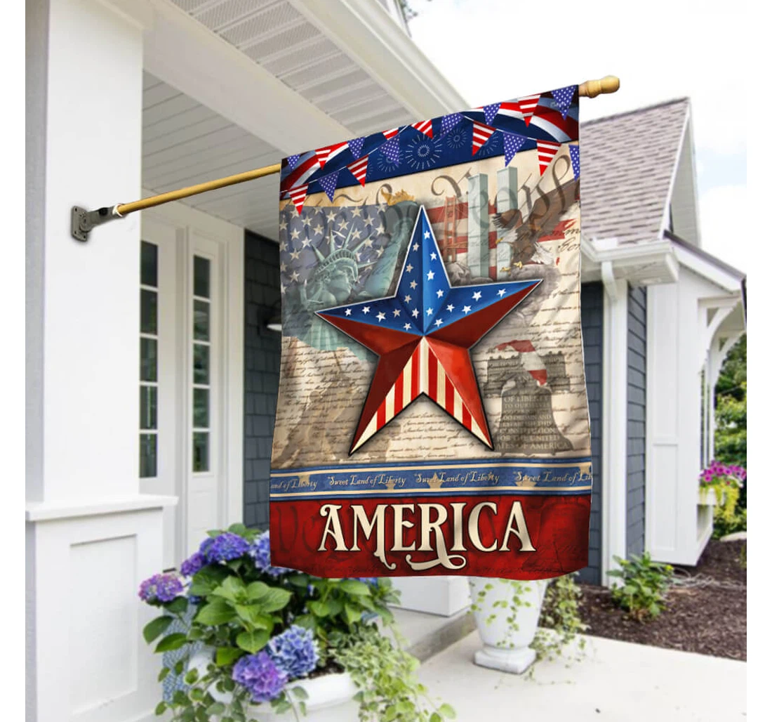 God Bless America Star Ntb423f Happy Independence Day 4th Of July America Outdoor, Patriotic Printed Both-Sides, UV And Fade - Resistant Flag