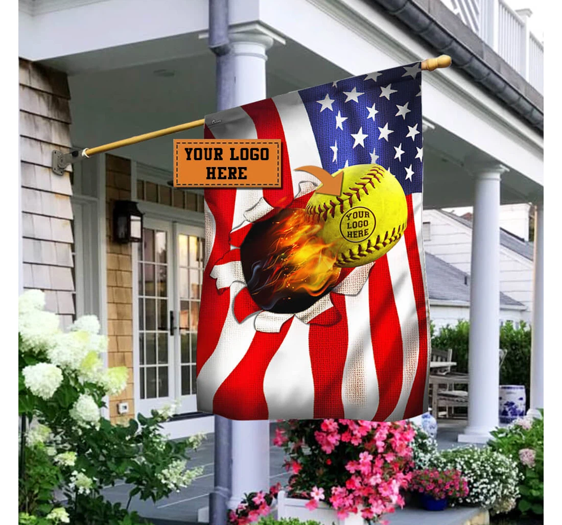 Personalized American Softball Motivation Nnt1560fv1ct Happy Independence Day 4th Of July America Outdoor, Patriotic Printed Both-Sides, UV And Fade - Resistant Flag