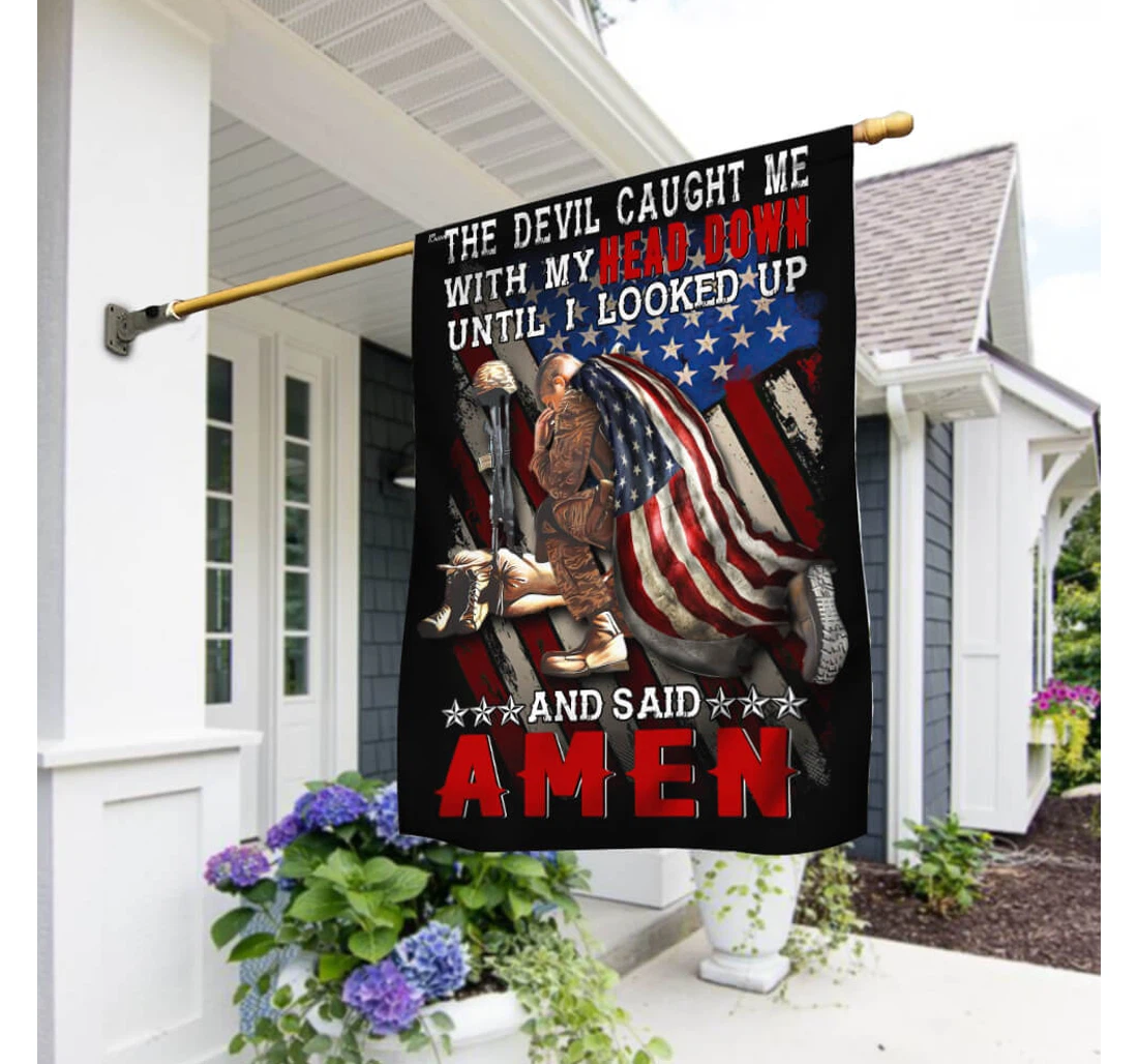 American Veteran Amen Ntb53f Happy Independence Day 4th Of July America Outdoor, Patriotic Printed Both-Sides, UV And Fade - Resistant Flag