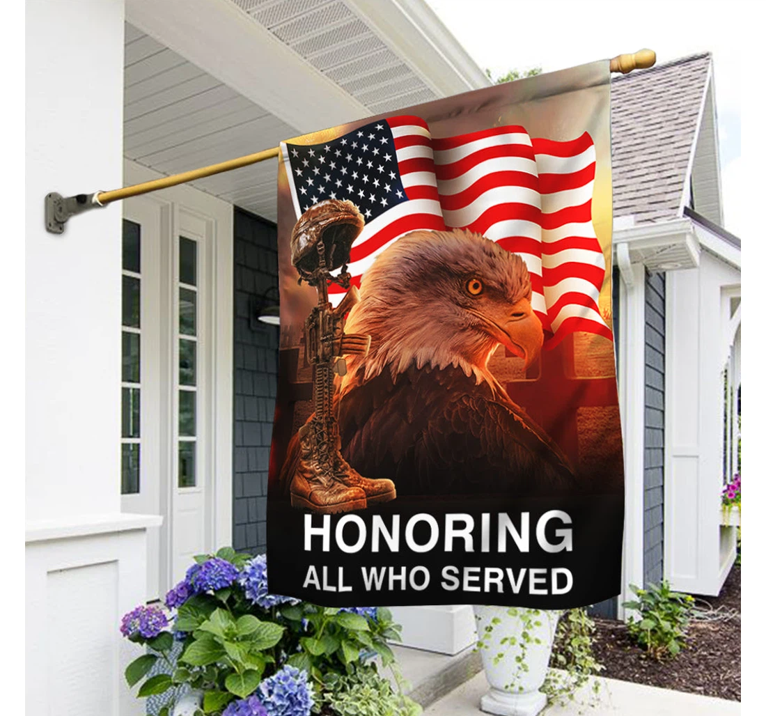 Veteran American Honoring All Who Served Bnn22f Happy Independence Day 4th Of July America Outdoor, Patriotic Printed Both-Sides, UV And Fade - Resistant Flag