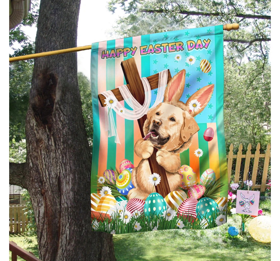 Golden Retriever Jesus Cross Happy Easter Bunny Bnl462fv1 Happy Independence Day 4th Of July America Outdoor, Patriotic Printed Both-Sides, UV And Fade - Resistant Flag