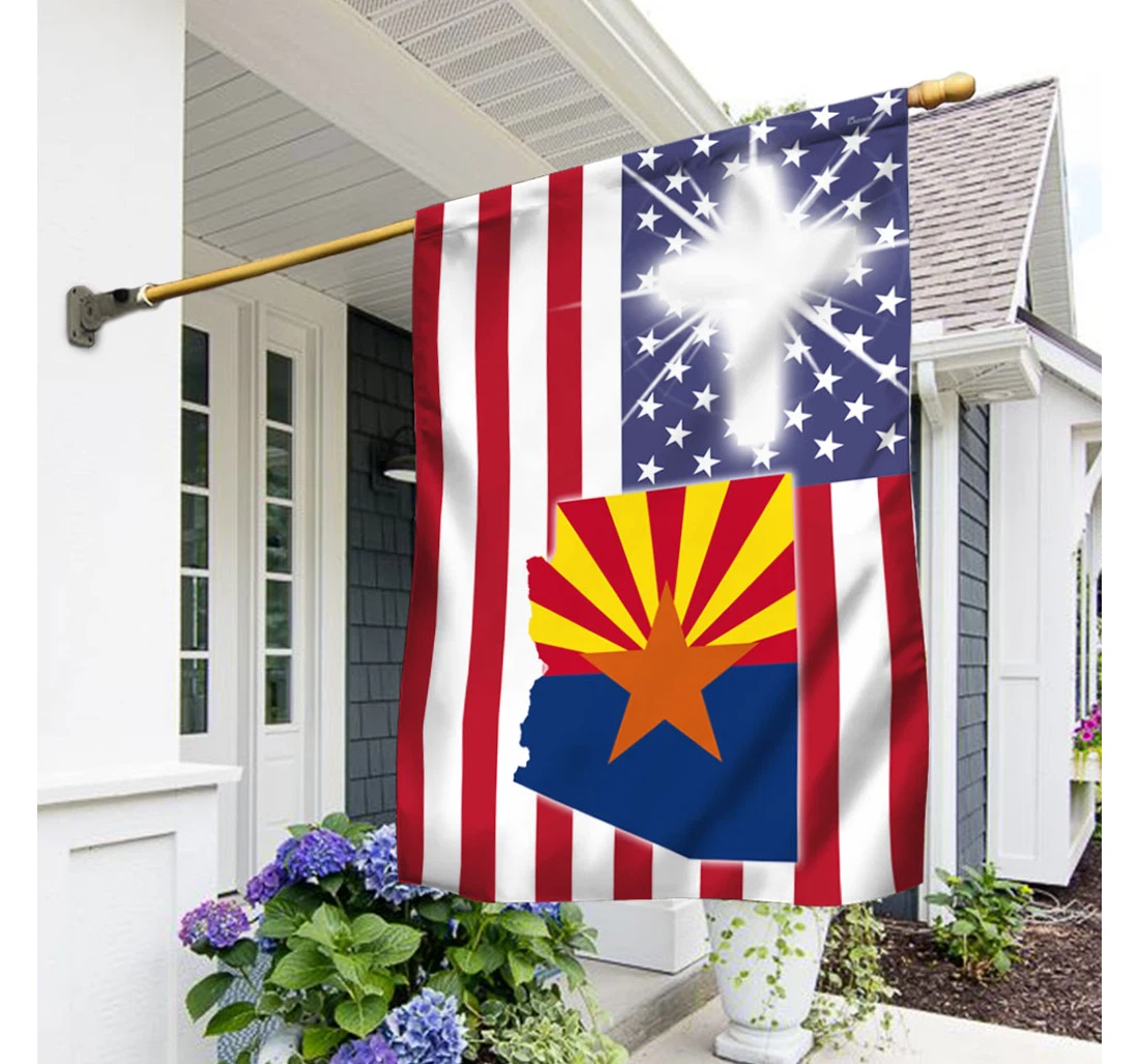 Arizona American Qtr14fv2 Happy Independence Day 4th Of July America Outdoor, Patriotic Printed Both-Sides, UV And Fade - Resistant Flag