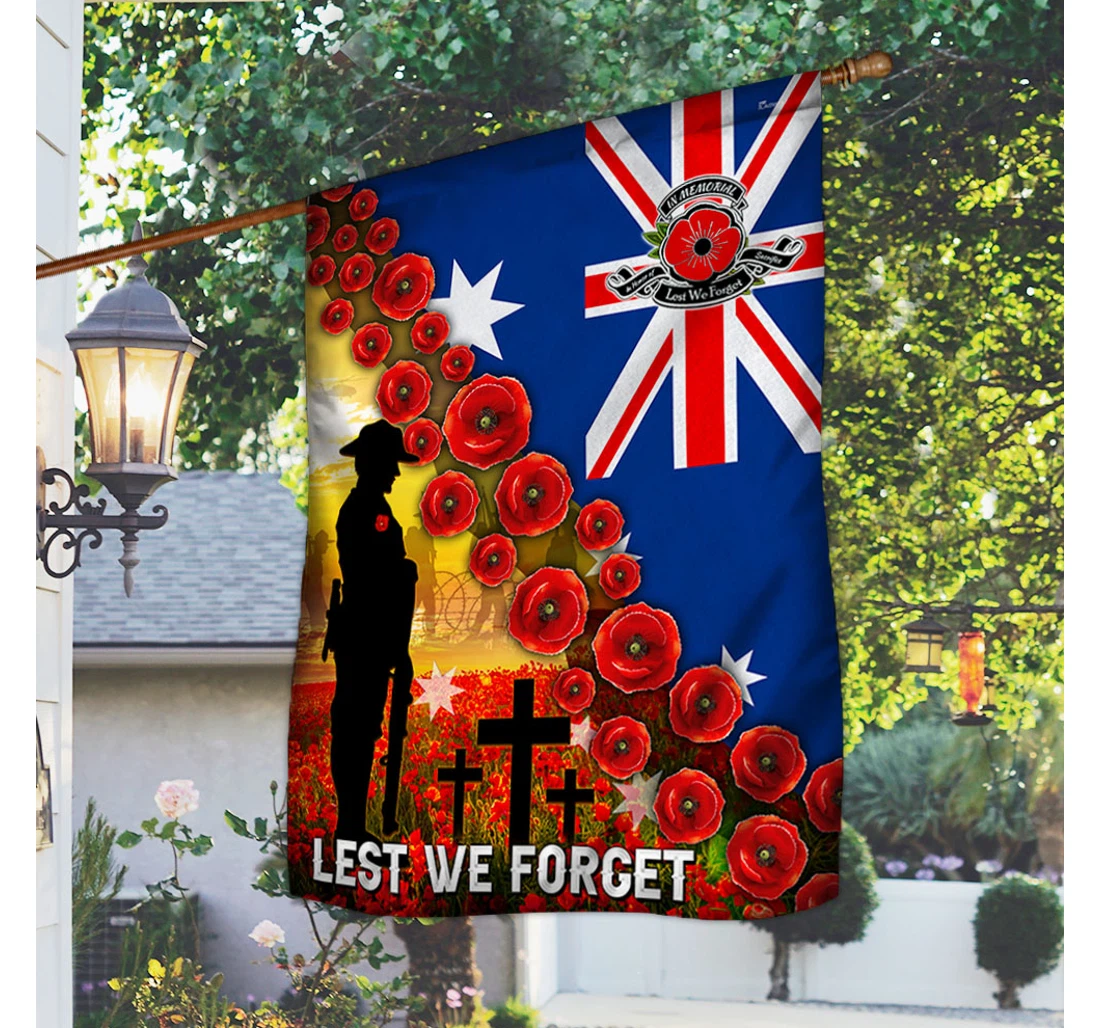 Veteran Lest We Forget Remembrance Poppy Australian Tpt45f Happy Independence Day 4th Of July America Outdoor, Patriotic Printed Both-Sides, UV And Fade - Resistant Flag