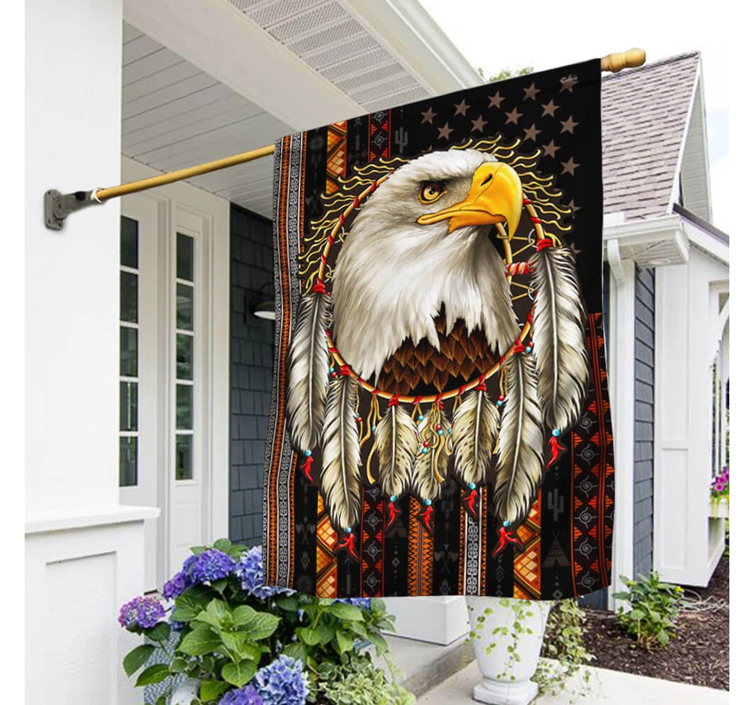 Native American Bald Eagle Bnn105fv1 Happy Independence Day 4th Of July America Outdoor, Patriotic Printed Both-Sides, UV And Fade - Resistant Flag