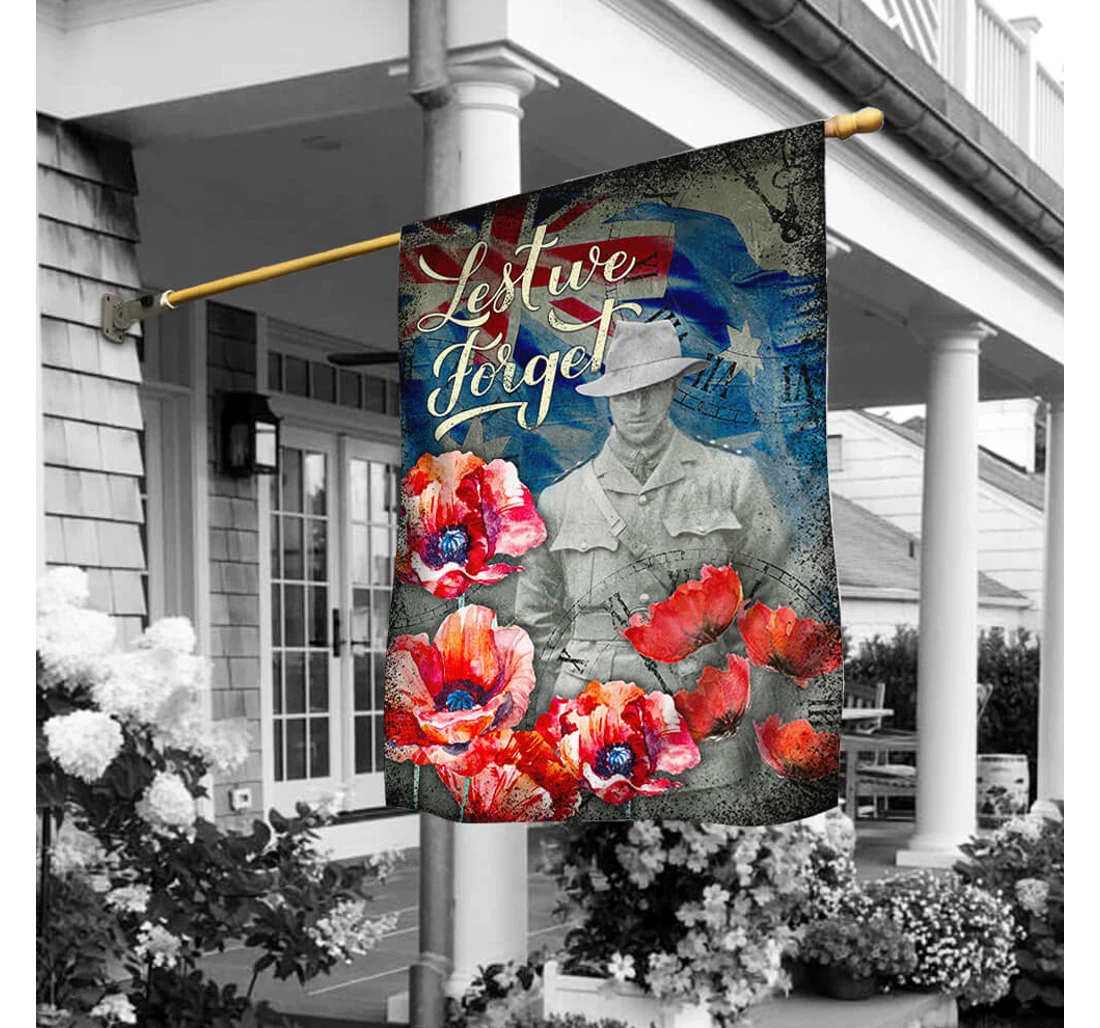 Anzac Day Australia Poppy Lest We Forget Nnt401f Happy Independence Day 4th Of July America Outdoor, Patriotic Printed Both-Sides, UV And Fade - Resistant Flag