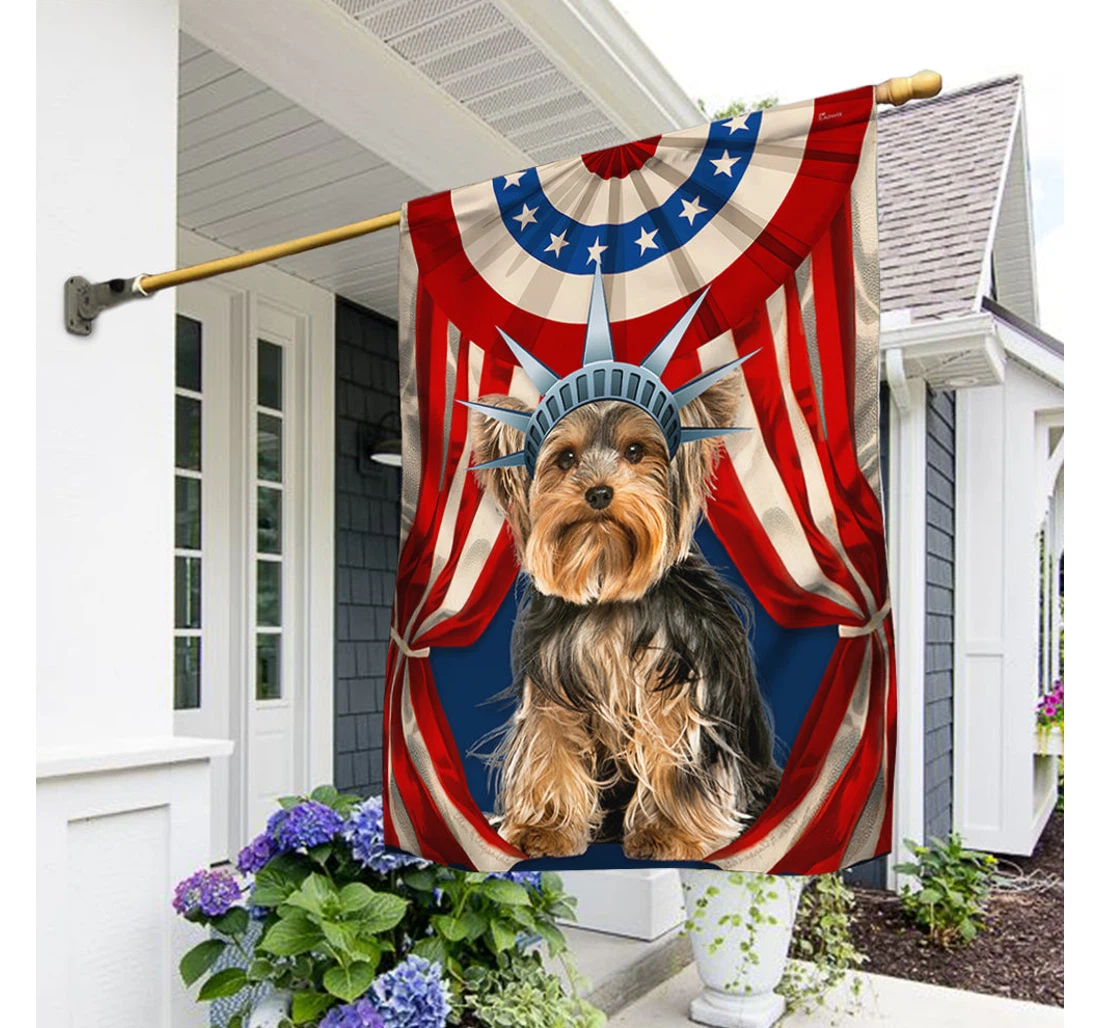 Yorkshire Terrier Happy Independence Day 4th Of July Bnn118fv2 Happy Independence Day 4th Of July America Outdoor, Patriotic Printed Both-Sides, UV And Fade - Resistant Flag