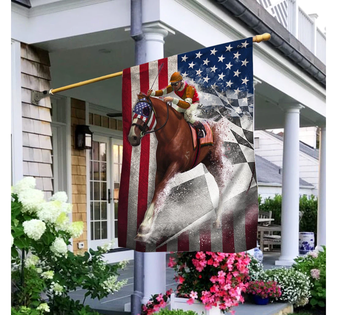 Horse Racing American Bnn168f Happy Independence Day 4th Of July America Outdoor, Patriotic Printed Both-Sides, UV And Fade - Resistant Flag