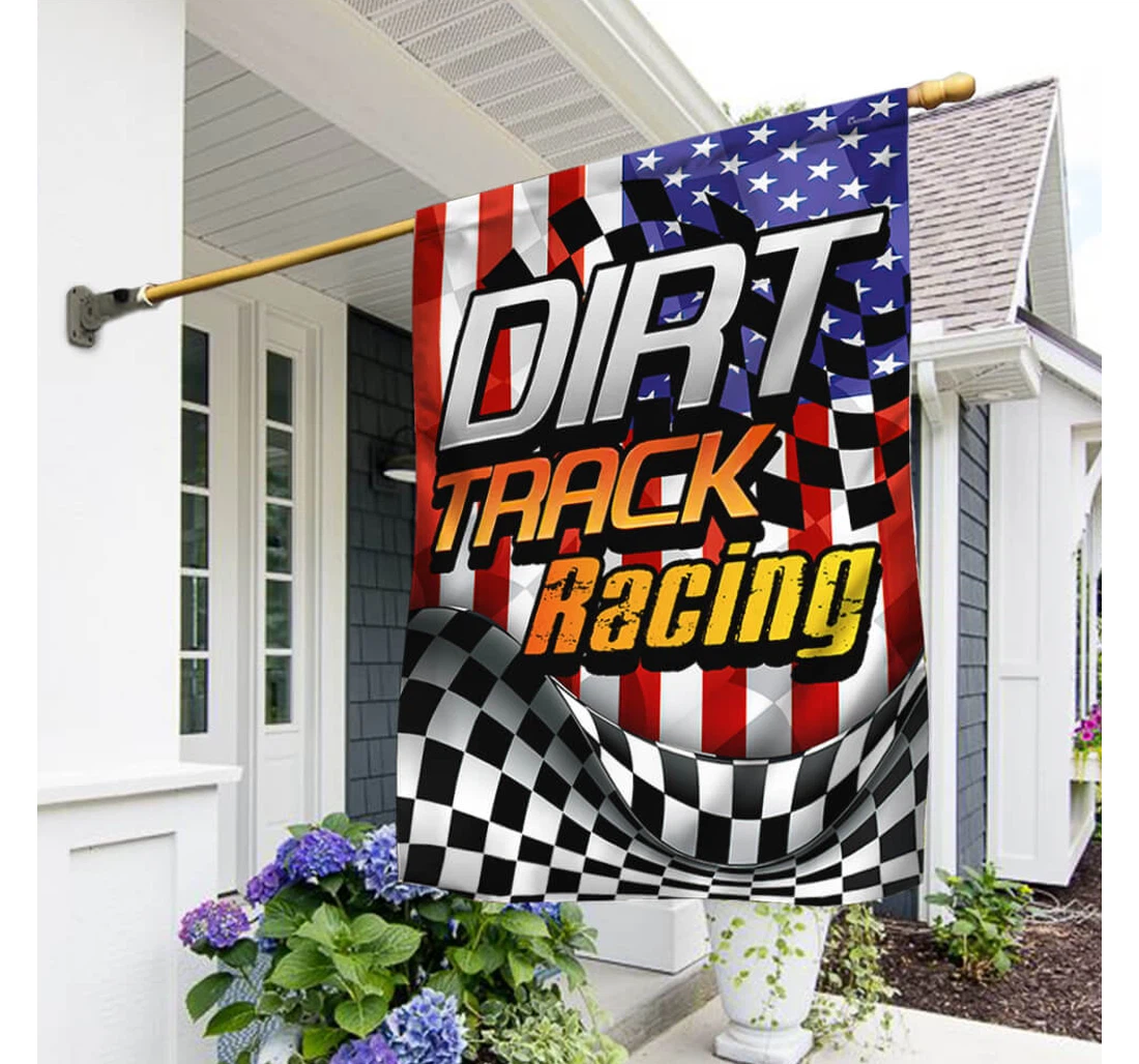 Dirt Track Racing Bnn02f Happy Independence Day 4th Of July America Outdoor, Patriotic Printed Both-Sides, UV And Fade - Resistant Flag