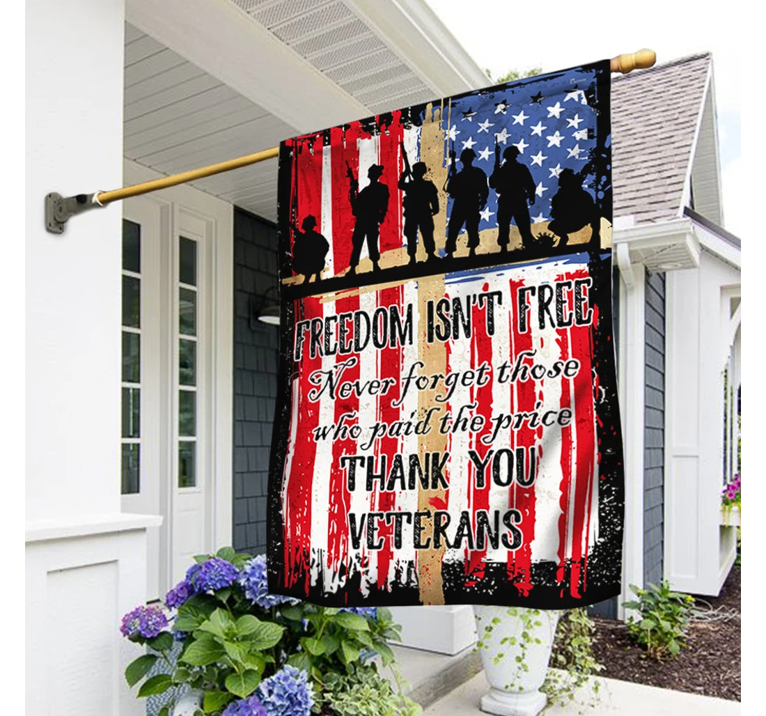 Thank You Veterans America Cross Mtv30f Happy Independence Day 4th Of July America Outdoor, Patriotic Printed Both-Sides, UV And Fade - Resistant Flag